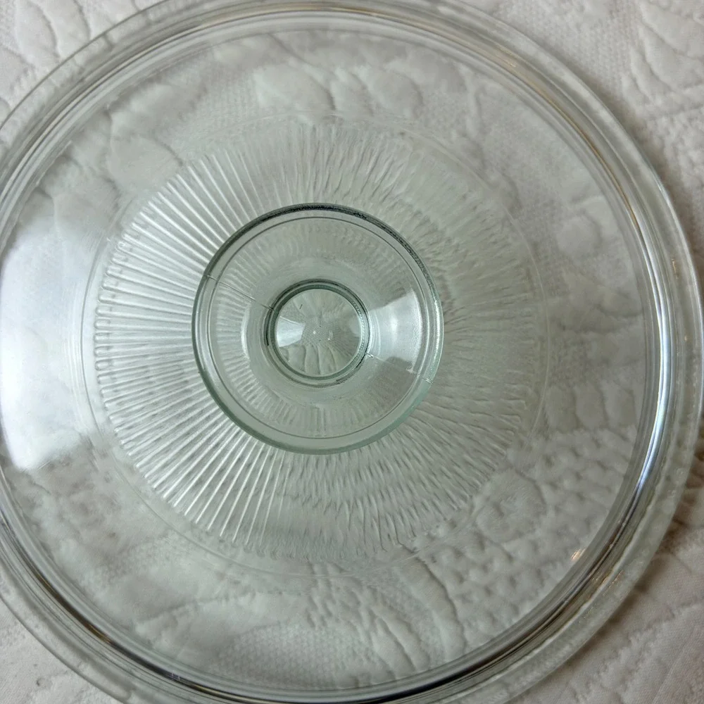 Pyrex G5C Clear Glass Replacement Lid Sunburst Pattern Round Knob 8.5 Inch